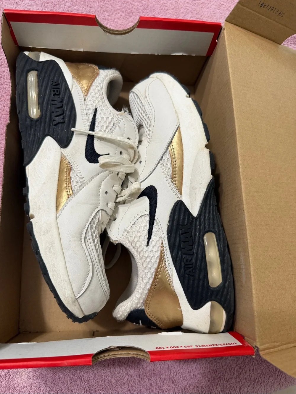Nike Kids White, Gold & Black Air Max-Style Sneakers